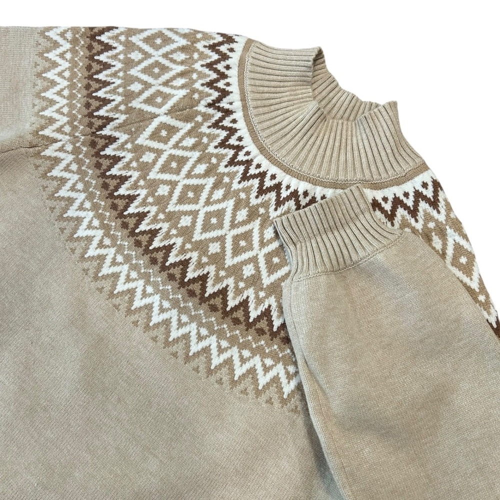 Sugarlips Fair Isle Mock Neck Sweater Apres Ski Cabin Core Nordic Cozy Knit